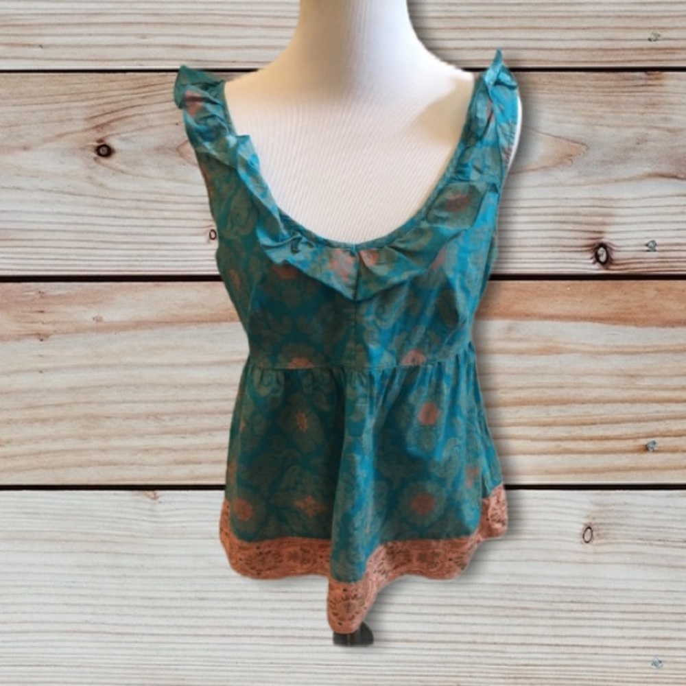 Edme & Esyllte Ruffle Lace Turquoise Top Size 2 - Picture 5 of 13